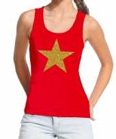 Gouden ster fun tanktop mouwloos shirt rood voor dames