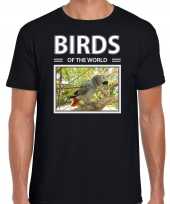 Grijze roodstaart papegaai foto t-shirt zwart voor heren birds of the world cadeau shirt papegaaien liefhebber