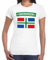 Groningen vlag t-shirt wit voor dames