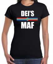 Gronings dialect-shirt deis maf met groningense vlag zwart voor dames