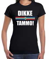 Gronings dialect-shirt dikke tammo met groningense vlag zwart voor dames