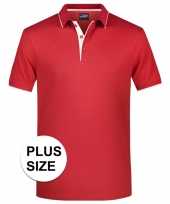 Grote maten rood wit premium poloshirt golf pro voor heren