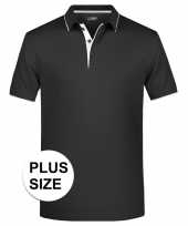 Grote maten zwart wit premium poloshirt golf pro voor heren