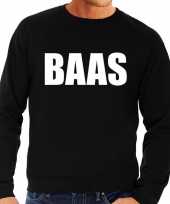 Heren fun text sweater baas zwart