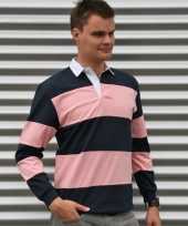 Heren rugbyshirts navy met roze