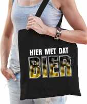 Hier met dat bier fun tas zwart voor dames drank thema