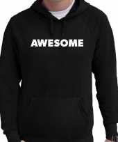 Hooded sweater zwart met awesome bedrukking voor heren