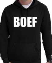 Hooded sweater zwart met boef bedrukking voor heren