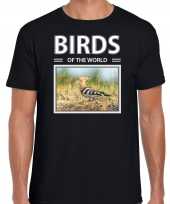 Hop foto t shirt zwart voor heren birds of the world cadeau shirt hop vogels liefhebber