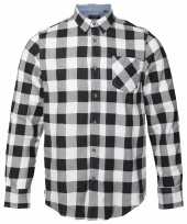 Houthakkershirt geruit wit zwart