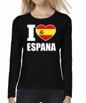 I love espana supporter shirt long sleeves zwart voor dames