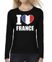 I love france supporter shirt long sleeves zwart voor dames