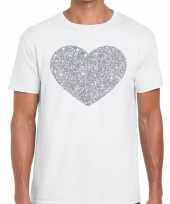 I love fun t-shirt wit met zilveren bedrukking voor heren
