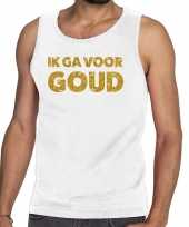 Ik ga voor goud fun tanktop mouwloos shirt wit voor heren