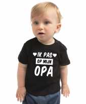 Ik pas op mijn opa kado shirt voor peuter kinderen zwart