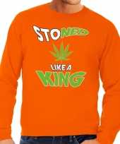 Koningsdag fun sweatshirt stoned oranje heren