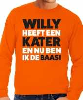 Koningsdag fun trui willy heeft een kater oranje heren