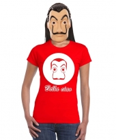 La casa de papel masker inclusief rood dali t-shirt voor dames