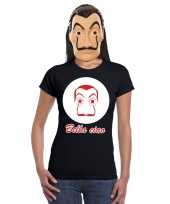 La casa de papel masker inclusief zwart dali t-shirt voor dames