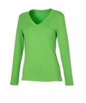 Lime groene dames stretch shirts lange mouw