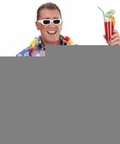 Luau shirt blauw met witte bloemen