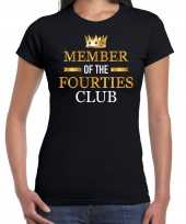 Member of the fourties club t-shirt 40 jaar verjaardag shirt zwart voor dames