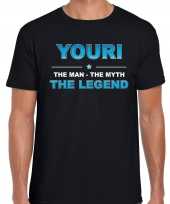 Naam youri the man the myth the legend shirt zwart cadeau shirt
