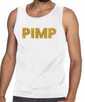 Pimp fun tanktop mouwloos shirt wit voor heren