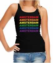 Regenboog amsterdam gay pride evenement tanktop voor dames zwart