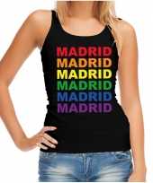 Regenboog madrid gay pride evenement tanktop voor dames zwart