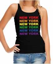 Regenboog new york gay pride evenement tanktop voor dames zwart