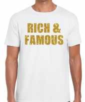 Rich and famous fun t-shirt wit voor heren