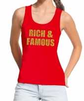 Rich and famous fun tanktop mouwloos shirt rood voor dames