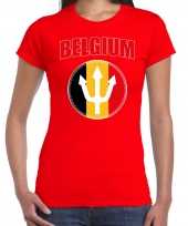 Rood fan shirt kleding belgium met drietand ek wk voor dames