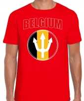 Rood fan shirt kleding belgium met drietand ek wk voor heren