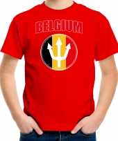 Rood fan shirt kleding belgium met drietand ek wk voor kinderen