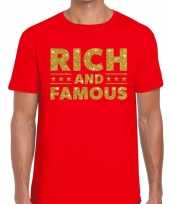 Rood rich and famous goud fun t-shirt voor heren