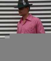 Roze geruit tiroler overhemd voor heren