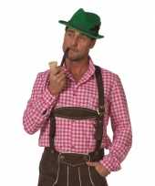 Roze met wit geblokt overhemd lange mouw