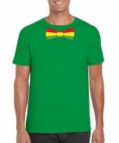 Shirt met rood geel groene limburg strik groen heren