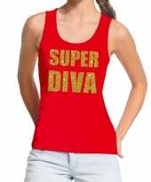 Super diva fun tanktop mouwloos shirt rood voor dames