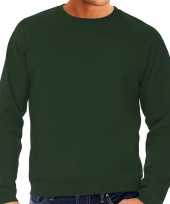 Sweater sweatshirt trui groen bottle green met ronde hals en raglan mouwen voor mannen