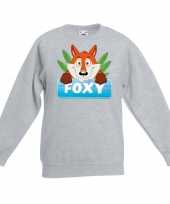 Vossen dieren sweater grijs voor kinderen