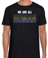 We are all human lhbt-shirt zwart voor heren rainbow lhbt gay outfit