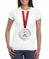 Winnaar zilveren medaille shirt wit dames