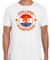 Wit fan shirt kleding holland kampioen met leeuw ek wk voor heren