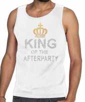 Wit king of the afterparty glitter steentjes tanktop heren