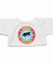 Wit knuffel shirt hoera geslaagd maat m voor clothies knuffel 13 x 9 cm