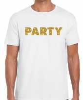Wit party goud fun t-shirt voor heren