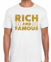 Wit rich and famous goud fun t-shirt voor heren